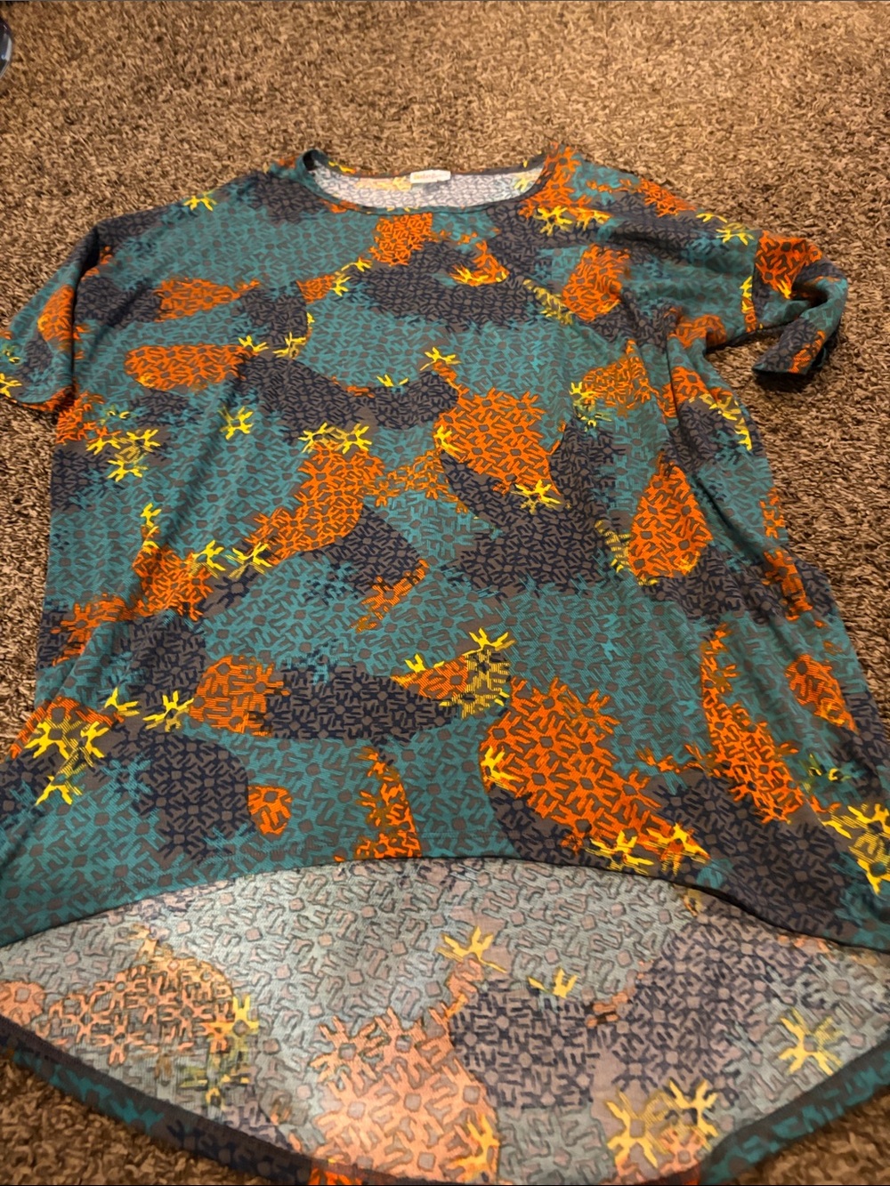 LuLaRoe Women's Short Sleeve Tee in Teal, Orange, Navy